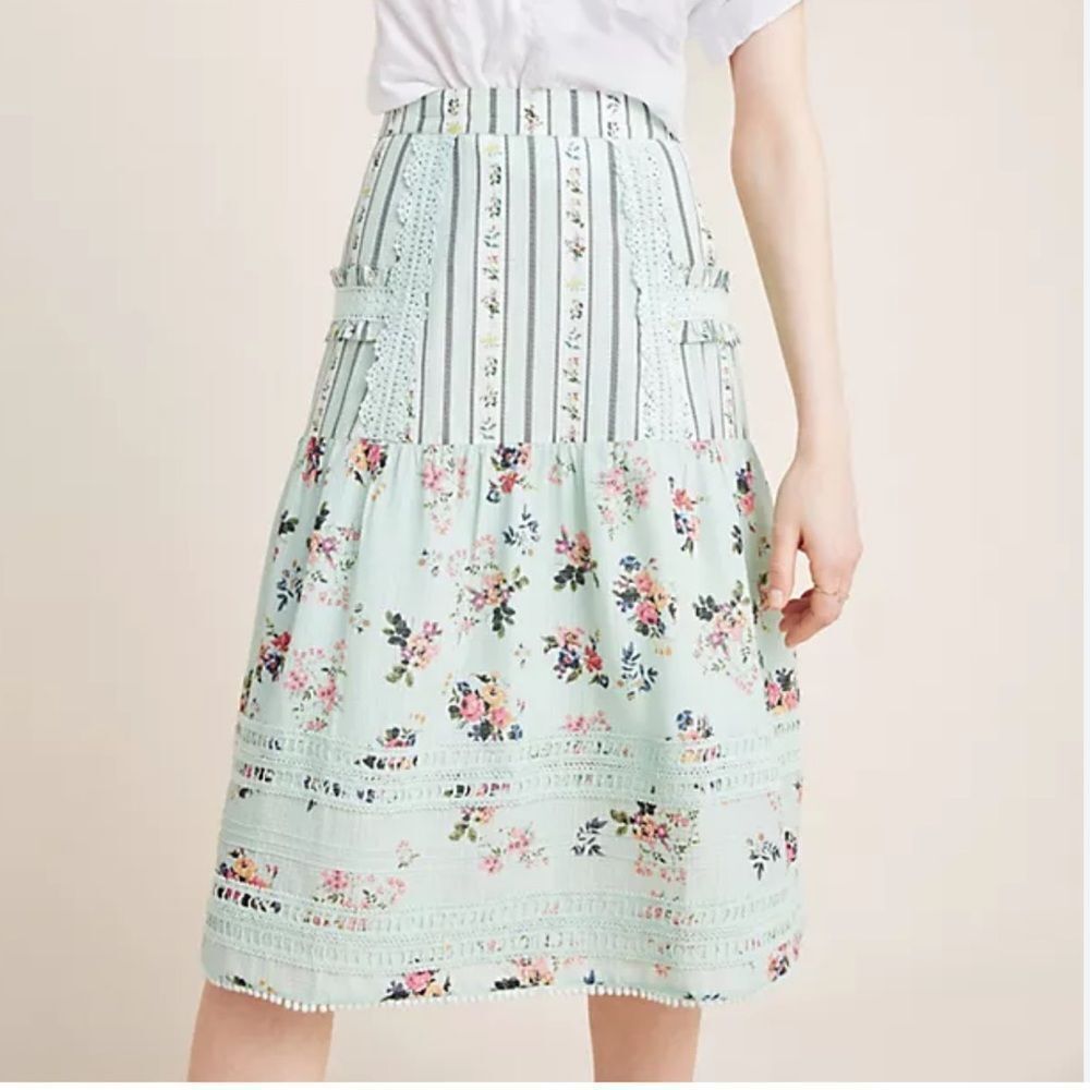 Hemant & Nandita Amour Floral Lace Midi Skirt NWT